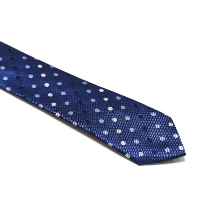 Støvet blå slips med prikker 2