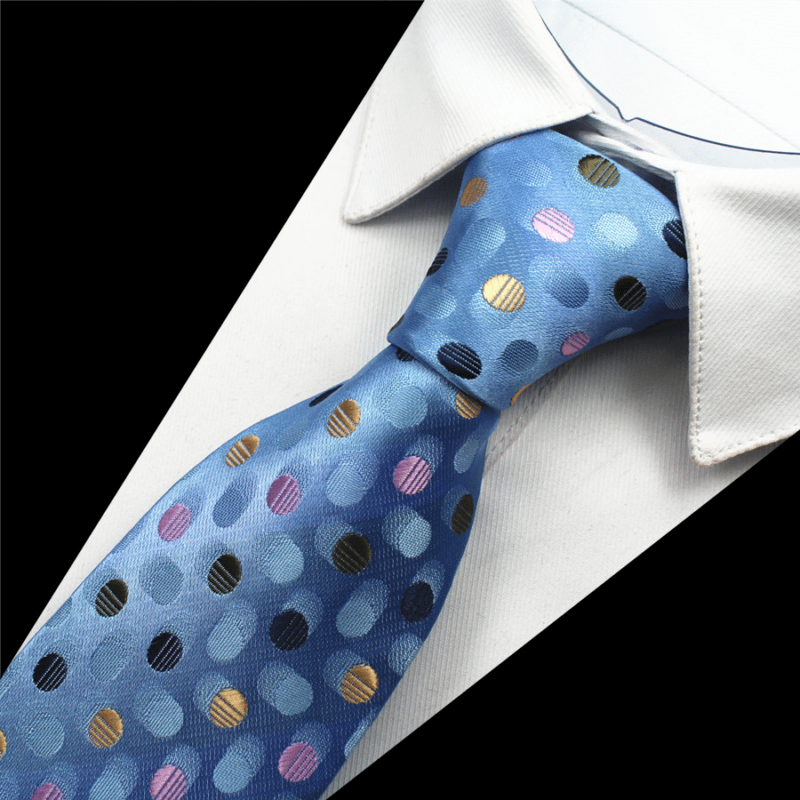 Prikket blåt slips med farver 5