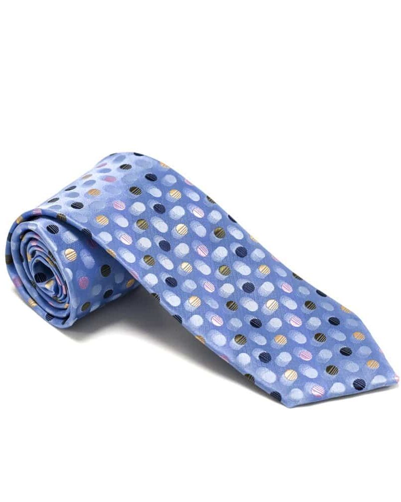 Prikket-lyseblåt-slips-med-prikker-i-forskellige-farver3