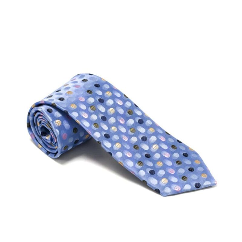 Prikket blåt slips med farver 1
