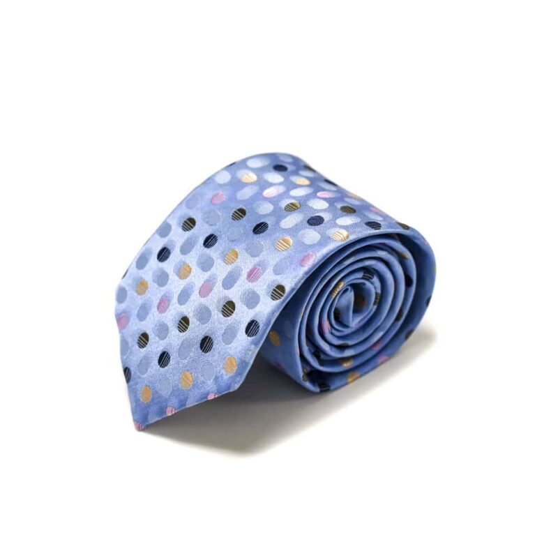 Prikket blåt slips med farver 4