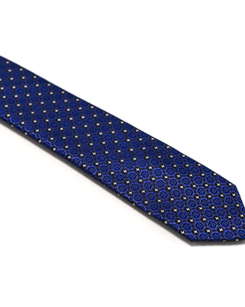 Royalblå-slips-med-struktur-og-små-stjerne-prikker1