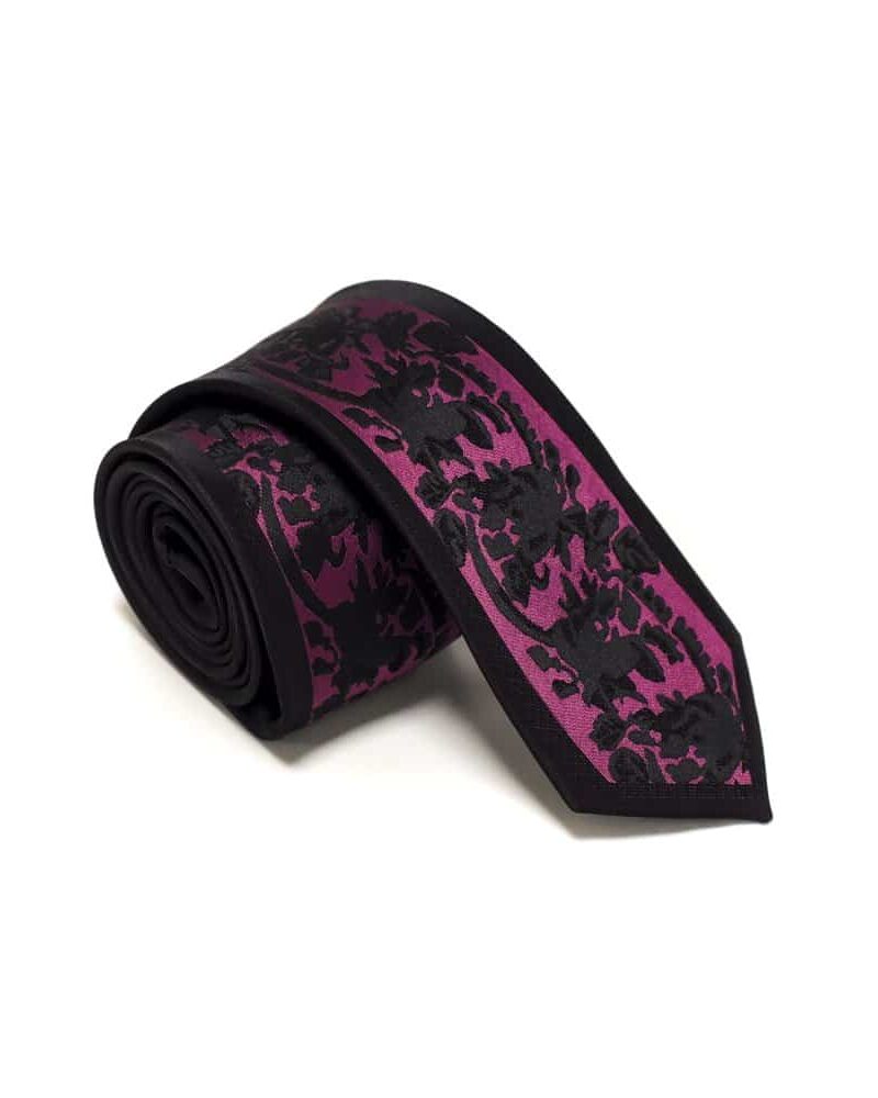 Detaljefyldt slips sort og lilla