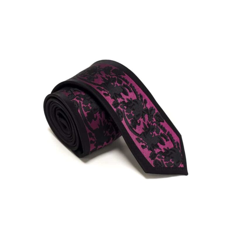 Detaljefyldt slips sort og lilla 1