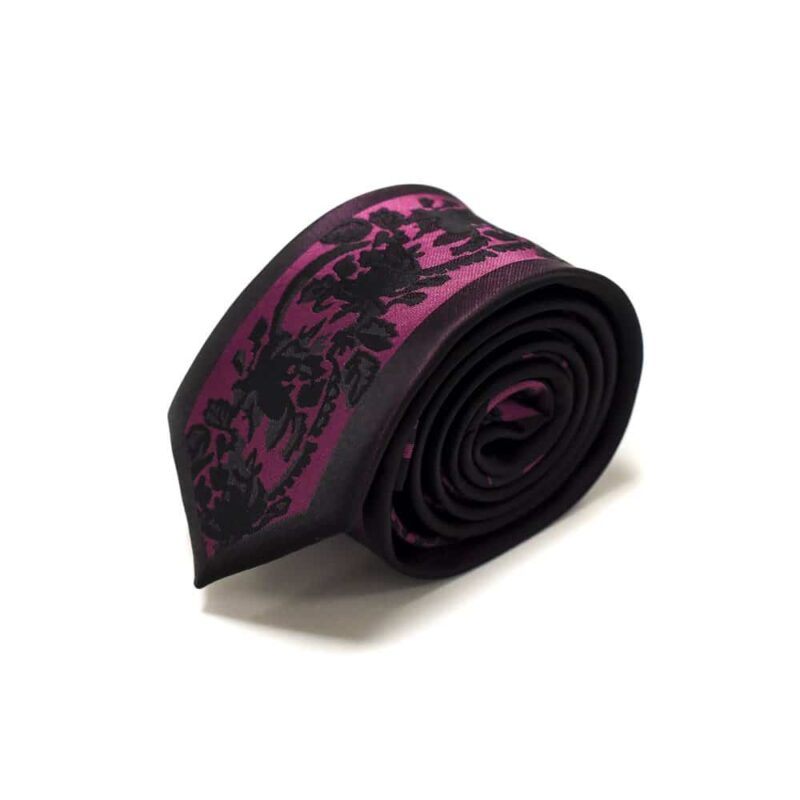 Detaljefyldt slips sort og lilla 4