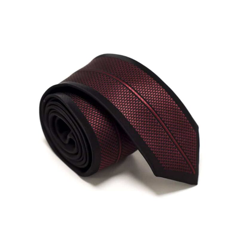 Mønstret slips sort og rødt 1