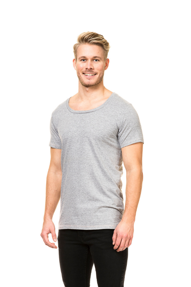T-shirt - Deep V-Neck Lysegrå 1