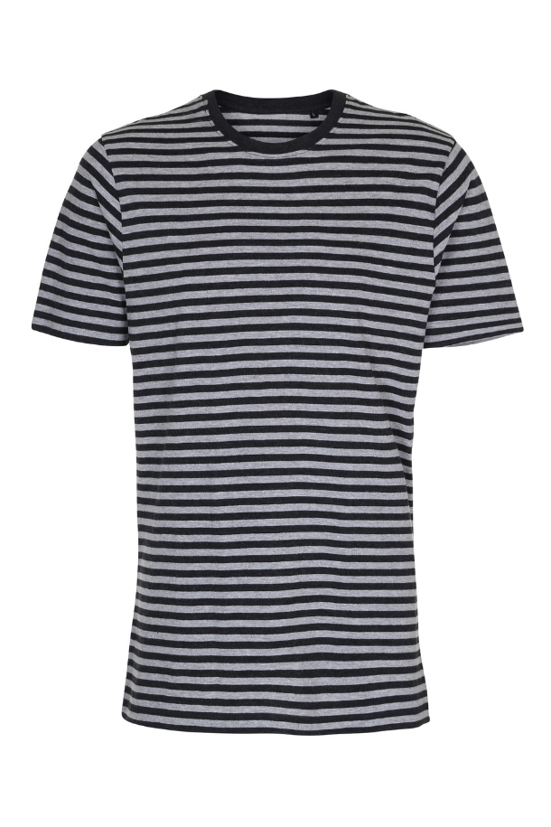 Stribet t-shirt lysegrå/navy