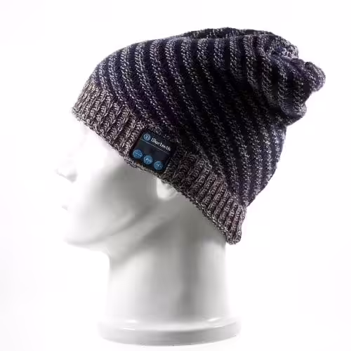 Tilbud Bluetooth Hovedtelefon Vintervarm Twill Hat Med Mikrofon - Blå / Brun / Hvid