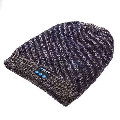 Bluetooth Hovedtelefon Vintervarm Twill Hat Med Mikrofon - Blå / Brun / Hvid