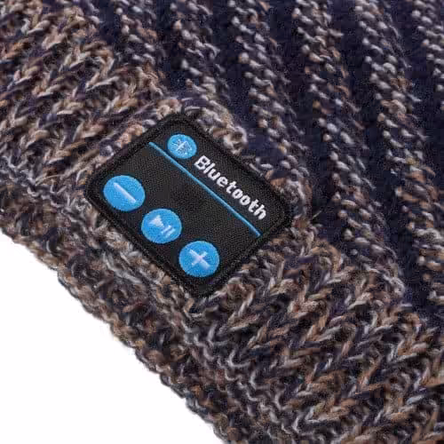Bluetooth Hovedtelefon Vintervarm Twill Hat Med Mikrofon - Blå / Brun / Hvid